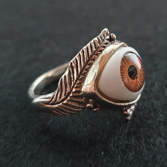 One of a Kind Bold Vintage 925 Sterling Silver Evil Eye Protection Ring - Picture 7 of 14